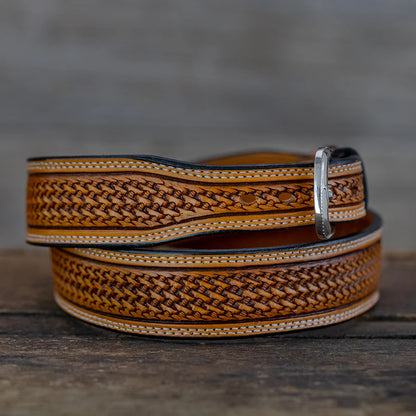 Vogt Silversmith Russet Basket Weave Taper Belt