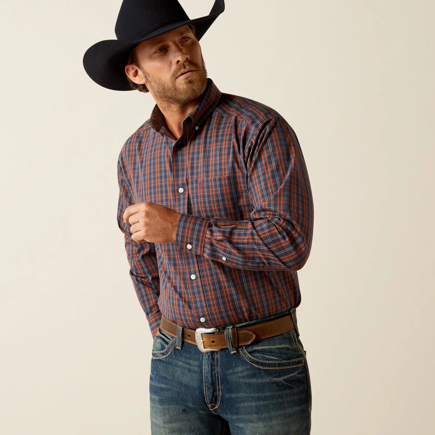 Ariat Navy Plaid Classic Fit Button Up Shirt